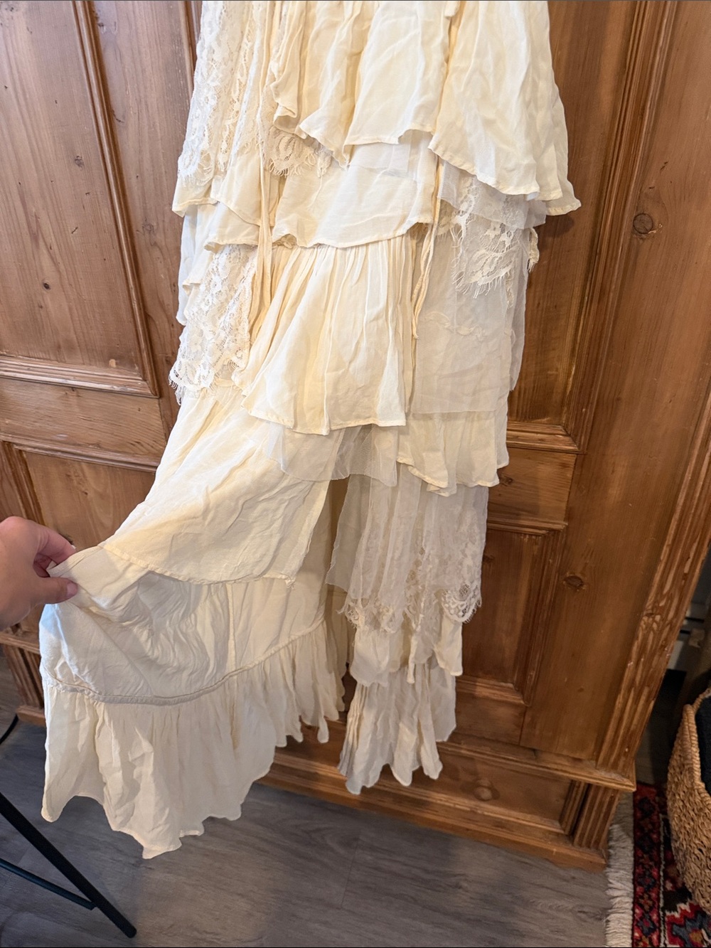 Anthropologie Corset Tiered Lace Ruffle Dress - Picture 6 of 8